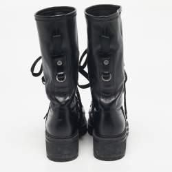 Pre Owned Dior Black Leather D- Fight Combat Boots Size 40