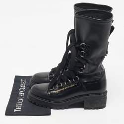 Pre Owned Dior Black Leather D- Fight Combat Boots Size 40