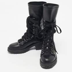 Pre Owned Dior Black Leather D- Fight Combat Boots Size 40