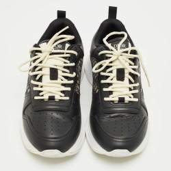 Pre Owned Dior Black/Beige Leather and Oblique Canvas B27 Sneakers Size 42