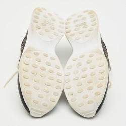 Pre Owned Dior Black/Beige Leather and Oblique Canvas B27 Sneakers Size 42