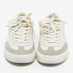 Pre Owned Dior Cream/Grey Leather and Suede B101 Lace Up Sneakers Size 41