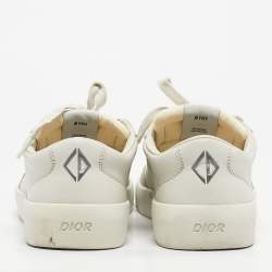 Pre Owned Dior Cream/Grey Leather and Suede B101 Lace Up Sneakers Size 41