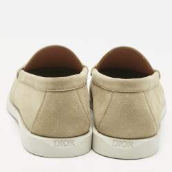 Pre Owned Dior Beige Suede and Canvas Granville Loafers Size 45
