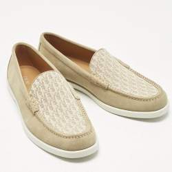 Pre Owned Dior Beige Suede and Canvas Granville Loafers Size 45