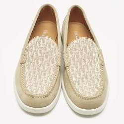 Pre Owned Dior Beige Suede and Canvas Granville Loafers Size 45