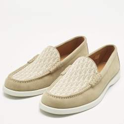 Pre Owned Dior Beige Suede and Canvas Granville Loafers Size 45