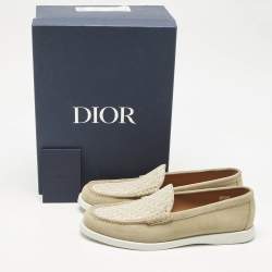 Pre Owned Dior Beige Suede and Canvas Granville Loafers Size 45