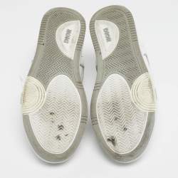 مملوكة مسبقًا Dior White/Grey Oblique Leather B27 Sneakers Size 42