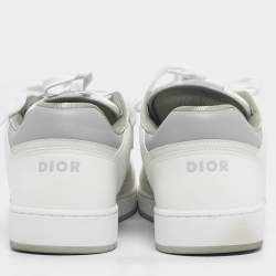 مملوكة مسبقًا Dior White/Grey Oblique Leather B27 Sneakers Size 42