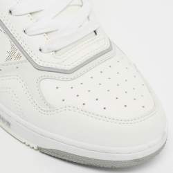 مملوكة مسبقًا Dior White/Grey Oblique Leather B27 Sneakers Size 42