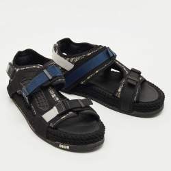 Pre Owned Dior Tricolor Jacquard Atlas  Slingback Sandals Size 41