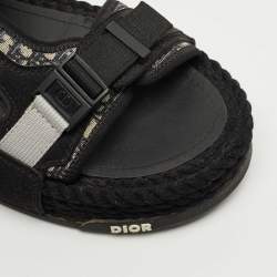 Pre Owned Dior Tricolor Jacquard Atlas  Slingback Sandals Size 41