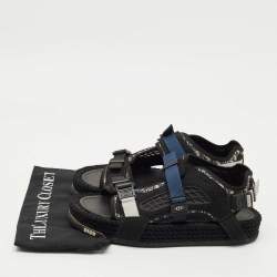 Pre Owned Dior Tricolor Jacquard Atlas  Slingback Sandals Size 41