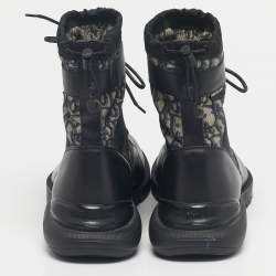 مملوكة مسبقًا حذاء ديور قماش أسود وجلد مستكشف للكاحل مقاس 43