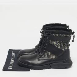 مملوكة مسبقًا حذاء ديور قماش أسود وجلد مستكشف للكاحل مقاس 43