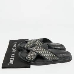 Pre Owned Dior Blue Canvas and Leather Alias Slide Sandals Size 42.5