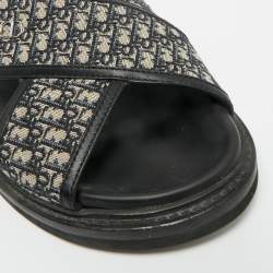 Pre Owned Dior Blue Canvas and Leather Alias Slide Sandals Size 42.5
