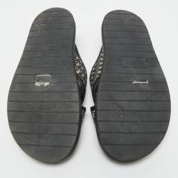 Pre Owned Dior Blue Canvas and Leather Alias Slide Sandals Size 42.5