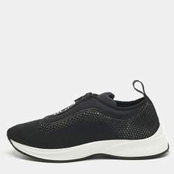 Pre Owned Dior Black Knit Fabric and Neoprene B25 Sneakers Size 40