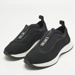 Pre Owned Dior Black Knit Fabric and Neoprene B25 Sneakers Size 40
