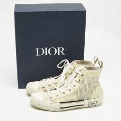 Pre Owned Dior White Oblique Mesh and Rubber B23 Sneakers Size 42