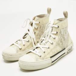 Pre Owned Dior White Oblique Mesh and Rubber B23 Sneakers Size 42