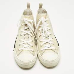 Pre Owned Dior White Oblique Mesh and Rubber B23 Sneakers Size 42