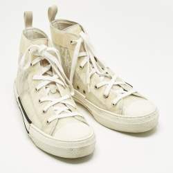 Pre Owned Dior White Oblique Mesh and Rubber B23 Sneakers Size 42