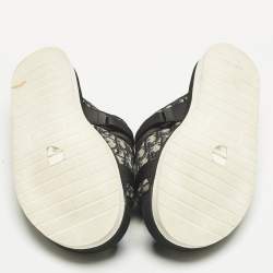 Pre Owned Dior Navy Blue/Black Oblique Canvas Alpha Flat Slide Sandals Size 48