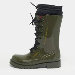 Pre Owned Dior Green Rubber Dior Camp  Rain Boots Size 39