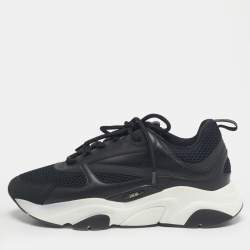 Pre Owned حذاء رياضي ديور جلد وشبكة أسود B22 أربطة مقاس 44