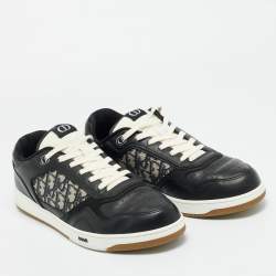 Pre Owned Dior Black Jacquard and Leather b27 Lace Up Sneakers Size 46