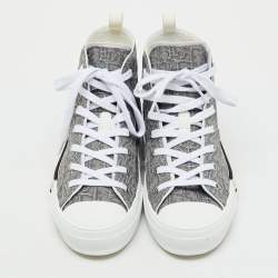 Pre Owned Dior Grey/White Oblique Jacquard B23 High Top Sneakers Size 42