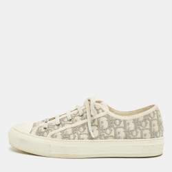 Pre Owned Dior Cream Canvas Walk'n'Dior Lace Up Sneakers Size 41