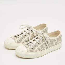 Pre Owned Dior Cream Canvas Walk'n'Dior Lace Up Sneakers Size 41