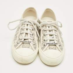 Pre Owned Dior Cream Canvas Walk'n'Dior Lace Up Sneakers Size 41