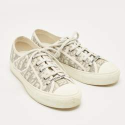 Pre Owned Dior Cream Canvas Walk'n'Dior Lace Up Sneakers Size 41