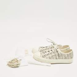 Pre Owned Dior Cream Canvas Walk'n'Dior Lace Up Sneakers Size 41