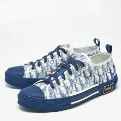 Pre Owned Dior Blue Mesh and PVC B23 Lace Up Sneakers Size 45