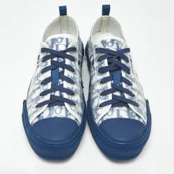 Pre Owned Dior Blue Mesh and PVC B23 Lace Up Sneakers Size 45
