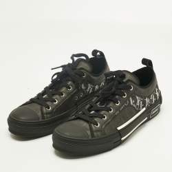 Pre Owned Dior Black Mesh and PVC B23 Lace Up Sneakers Size 42