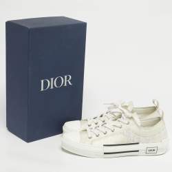 Pre Owned Dior White Oblique Mesh and Rubber B23 Sneakers Size 45