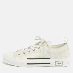 Pre Owned Dior White Oblique Mesh and Rubber B23 Sneakers Size 45