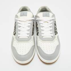 مملوكة مسبقًا Dior Grey/White Oblique Canvas and Leather B27 Low Top Sneakers Size 45
