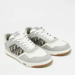 مملوكة مسبقًا Dior Grey/White Oblique Canvas and Leather B27 Low Top Sneakers Size 45