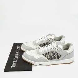 مملوكة مسبقًا Dior Grey/White Oblique Canvas and Leather B27 Low Top Sneakers Size 45