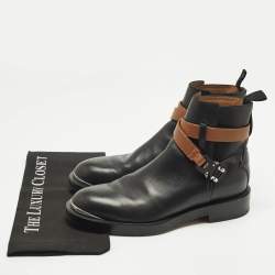 Pre Owned Dior Black Leather Evidence Jodhpur Buckle Ankle Length Boots Size 41