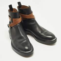 Pre Owned Dior Black Leather Evidence Jodhpur Buckle Ankle Length Boots Size 41
