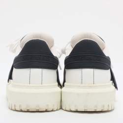 Pre Owned Dior White/Navy Blue Leather and Rubber Dior ID Lace Up Sneakers Size 40